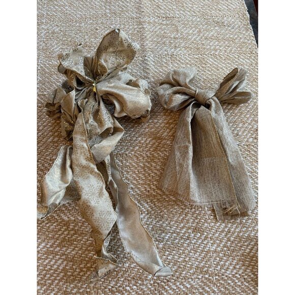 Other - (2) brown burlap snowflake Christmas bows